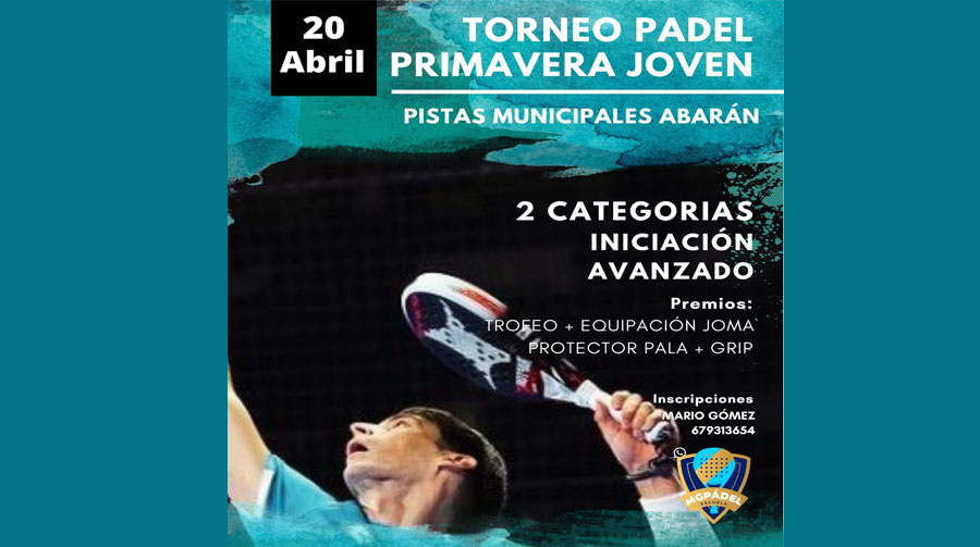 El sábado se disputará en Abarán el primer Torneo de Pádel “Primavera Joven”
